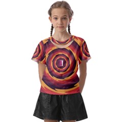 Illustration Door Abstract Concentric Pattern Kids  Front Cut Tee by Ravend
