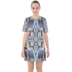 Modern Art Abstract Pattern Sixties Short Sleeve Mini Dress