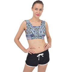 Modern Art Abstract Pattern V-back Sports Bra