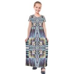 Modern Art Abstract Pattern Kids  Short Sleeve Maxi Dress