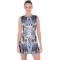 Modern Art Abstract Pattern Lace Up Front Bodycon Dress