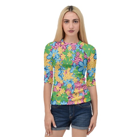 Flower Spring Background Blossom Quarter Sleeve Raglan Tee by Ravend