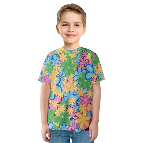 Flower Spring Background Blossom Kids  Sport Mesh Tee by Ravend