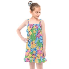 Flower Spring Background Blossom Kids  Overall Dress