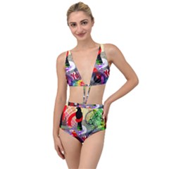 Social Media Interaction Woman Tied Up Two Piece Swimsuit