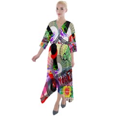 Social Media Interaction Woman Quarter Sleeve Wrap Front Maxi Dress