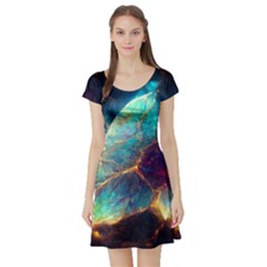 Abstract Galactic Short Sleeve Skater Dress