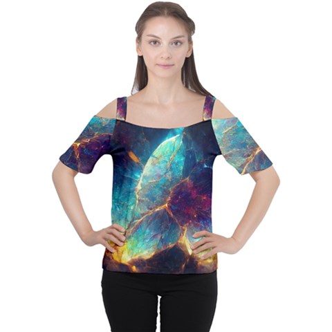 Abstract Galactic Cutout Shoulder Tee by Ravend