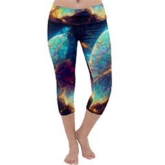 Abstract Galactic Capri Yoga Leggings by Ravend