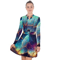 Abstract Galactic Long Sleeve Panel Dress