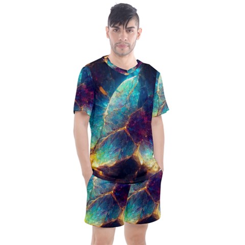 Abstract Galactic Men s Mesh Tee And Shorts Set by Ravend