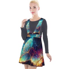 Abstract Galactic Plunge Pinafore Velour Dress