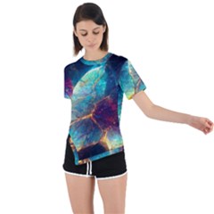 Abstract Galactic Asymmetrical Short Sleeve Sports Tee