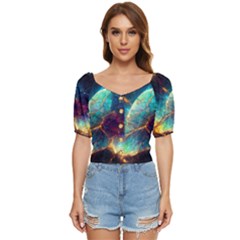 Abstract Galactic Button Up Blouse