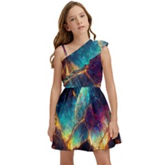 Abstract Galactic Kids  One Shoulder Party Dress