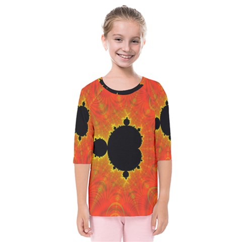 Fractal Mandelbrot Set Pattern Art Kids  Quarter Sleeve Raglan Tee by Ravend