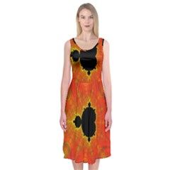 Fractal Mandelbrot Set Pattern Art Midi Sleeveless Dress