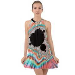 Fractal Abstract Background Halter Tie Back Chiffon Dress