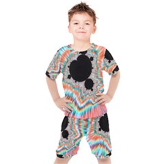 Fractal Abstract Background Kids  Tee And Shorts Set by Ravend