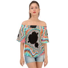 Fractal Abstract Background Off Shoulder Short Sleeve Top by Ravend