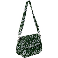 Leaves Pattern Wallpaper Watercolor Saddle Handbag