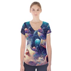 Quantum Physics Dreaming Lucid Short Sleeve Front Detail Top