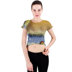 Abstract Painting Art Texture Crew Neck Crop Top by Ravend