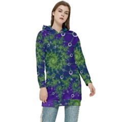 Fractal Spiral Abstract Background Women s Long Oversized Pullover Hoodie