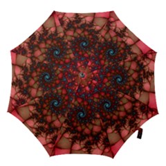 Fractals Abstract Art Red Spiral Hook Handle Umbrellas (medium)