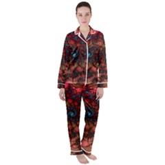 Fractals Abstract Art Red Spiral Women s Long Sleeve Satin Pajamas Set	