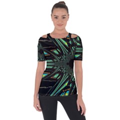 Art Pattern Abstract Design Shoulder Cut Out Short Sleeve Top