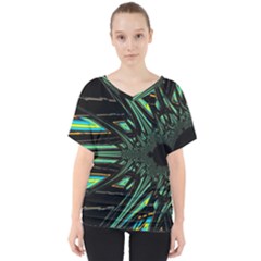 Art Pattern Abstract Design V-neck Dolman Drape Top