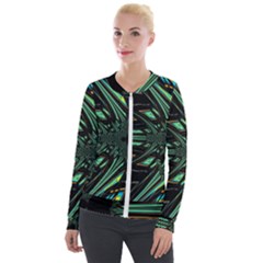 Art Pattern Abstract Design Velvet Zip Up Jacket