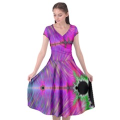 Fractal Fractals Abstract Art Cap Sleeve Wrap Front Dress