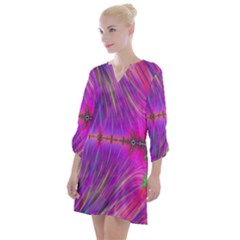 Fractal Fractals Abstract Art Open Neck Shift Dress by Ravend