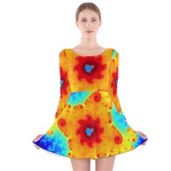 Fractal Starfish Mandelbrot Blue Long Sleeve Velvet Skater Dress