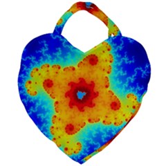 Fractal Starfish Mandelbrot Blue Giant Heart Shaped Tote by Ravend