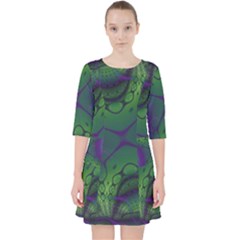 Fractal Abstract Art Pattern Quarter Sleeve Pocket Dress