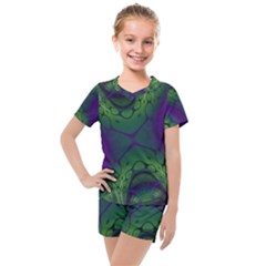 Fractal Abstract Art Pattern Kids  Mesh Tee And Shorts Set