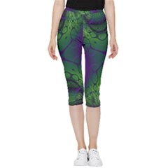 Fractal Abstract Art Pattern Inside Out Lightweight Velour Capri Leggings 