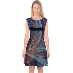 Fractal Abstract Art Capsleeve Midi Dress by Ravend