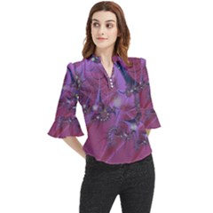 Fractal Math Abstract Abstract Art Loose Horn Sleeve Chiffon Blouse