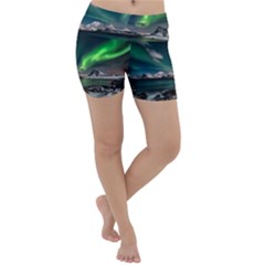 Aurora Borealis Photo Lightweight Velour Yoga Shorts