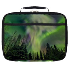 Aurora Borealis In Sky Over Forest Full Print Lunch Bag by danenraven