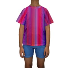 Multicolored Abstract Linear Print Kids  Short Sleeve Swimwear by dflcprintsclothing