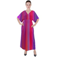 Multicolored Abstract Linear Print V-neck Boho Style Maxi Dress by dflcprintsclothing