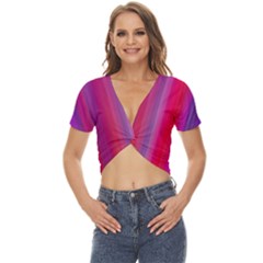 Multicolored Abstract Linear Print Twist Front Crop Top