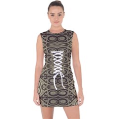 Vintage Ornament Pattern Lace Up Front Bodycon Dress by dflcprintsclothing