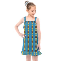 Square And Circles Blue Kids  Overall Dress by FunDressesShop