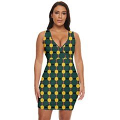 Circles And Ovals On Green Draped Bodycon Dress by FunDressesShop